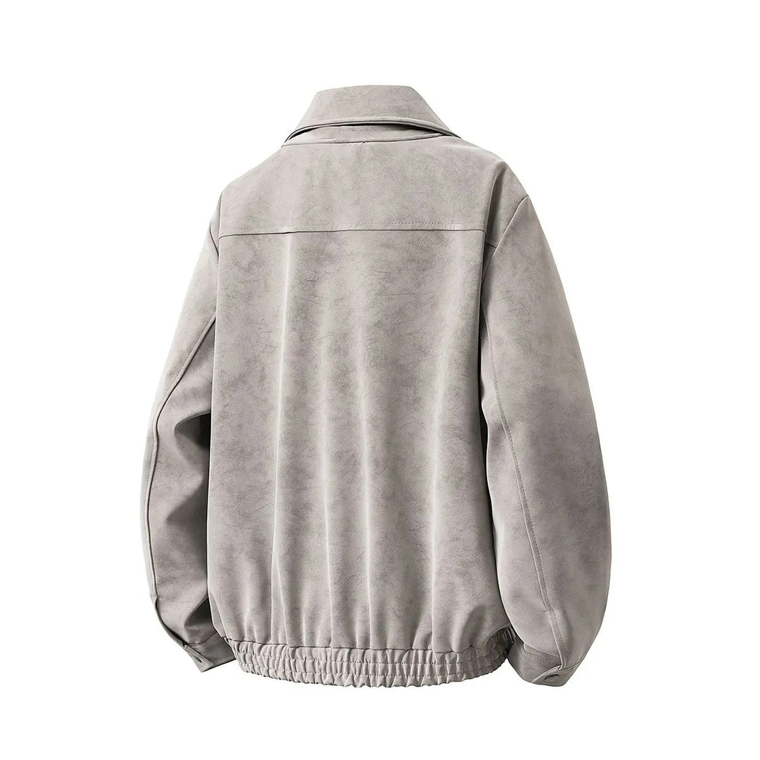 Men's Boxy Transitional Jacket with Suede Look, Concealed Zipper & Variable Collar Mune Fashion
