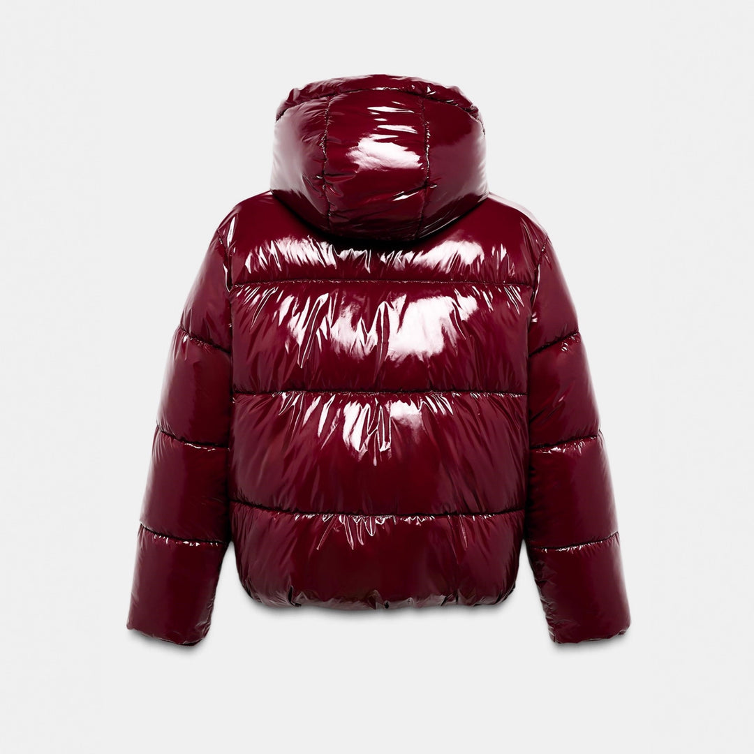 Ladies High Gloss Padded Jacket with High Collar
