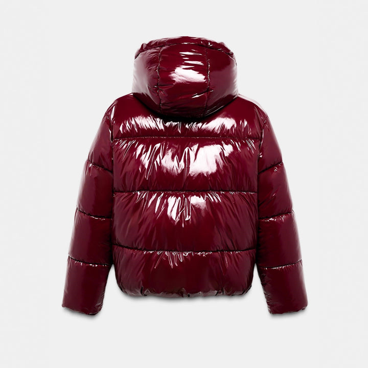 Ladies High Gloss Padded Jacket with High Collar