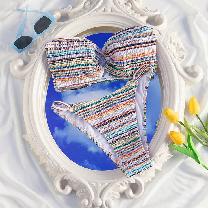 Women's bandeau bikini with colorful pattern and voluminous design Mune Fashion