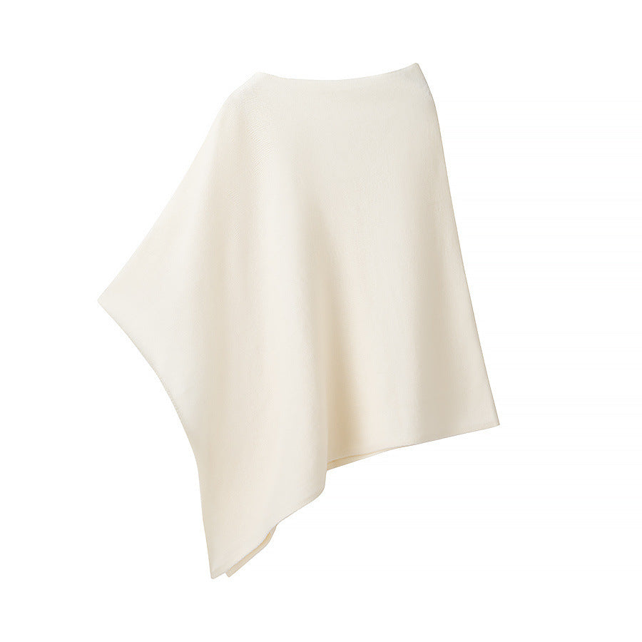 Women's nan asymmetrical knit poncho with a light fall, open side section, and fine structure Mune Fashion