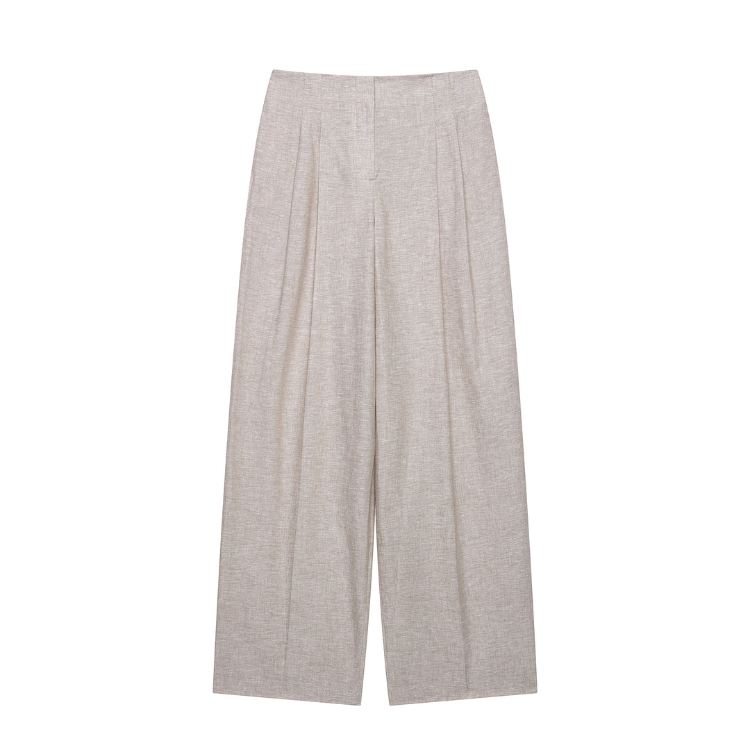 Women High-Waisted Culotte Palazzo Pants with Crease and Wide Leg Mune Fashion