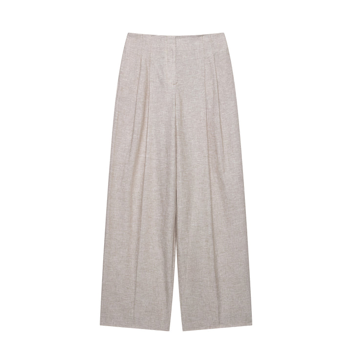 Women High-Waisted Culotte Palazzo Pants with Crease and Wide Leg Mune Fashion