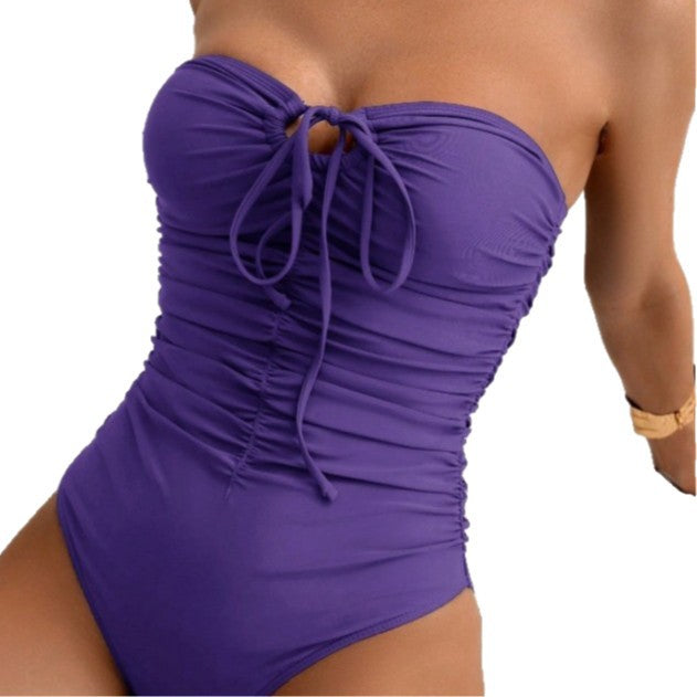 Women's bandeau swimsuit with stylish ruching Mune Fashion