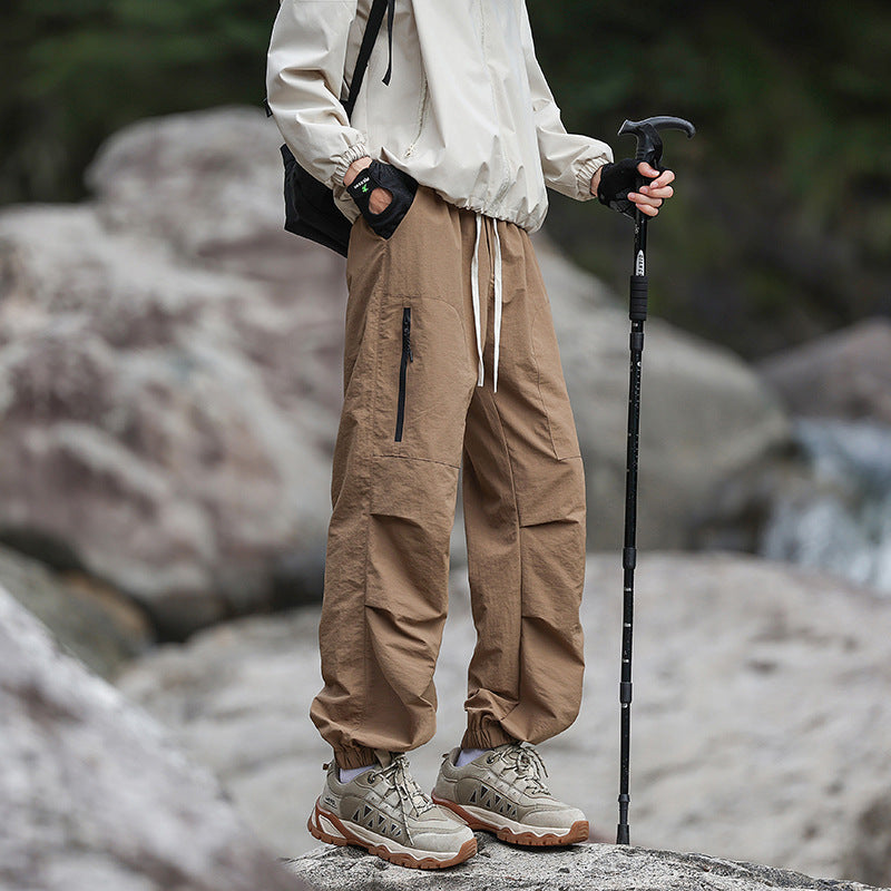 Men's Lightweight Technical Cargo Trekking Pants with Drawstring Waist, Zipper Pockets, and Elastic Hem Mune Fashion