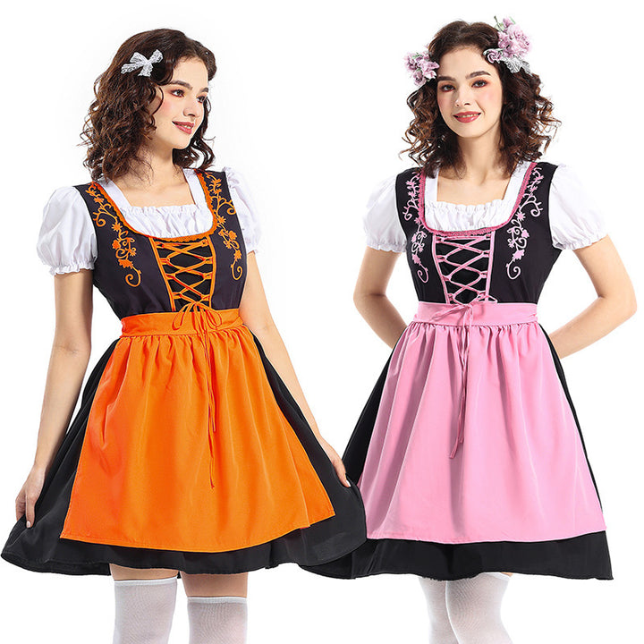 Women's traditional dirndl dress with decorative lacing and removable apron Mune Fashion