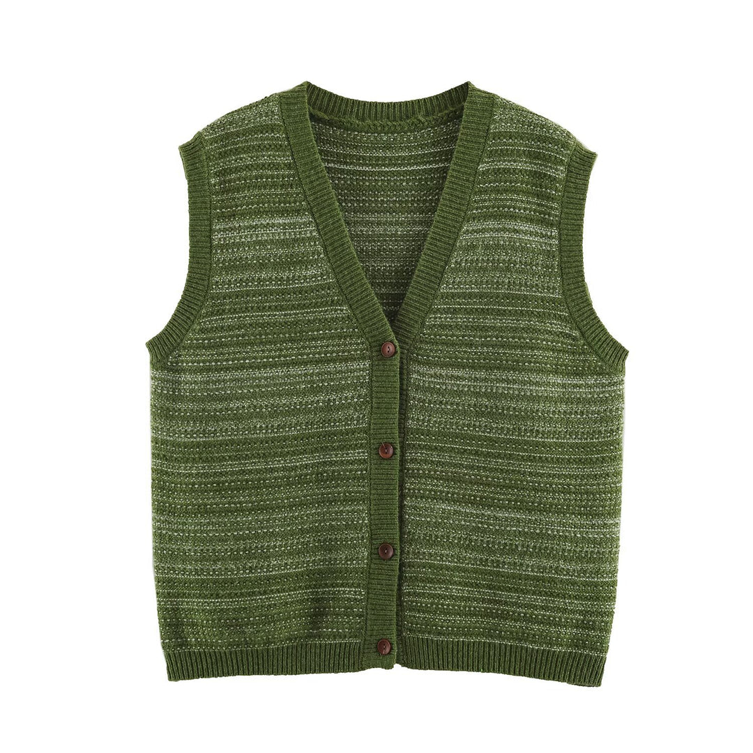 Men's Knitted Vest with V-Neck, Button Placket and Fine Textured Knit Mune Fashion