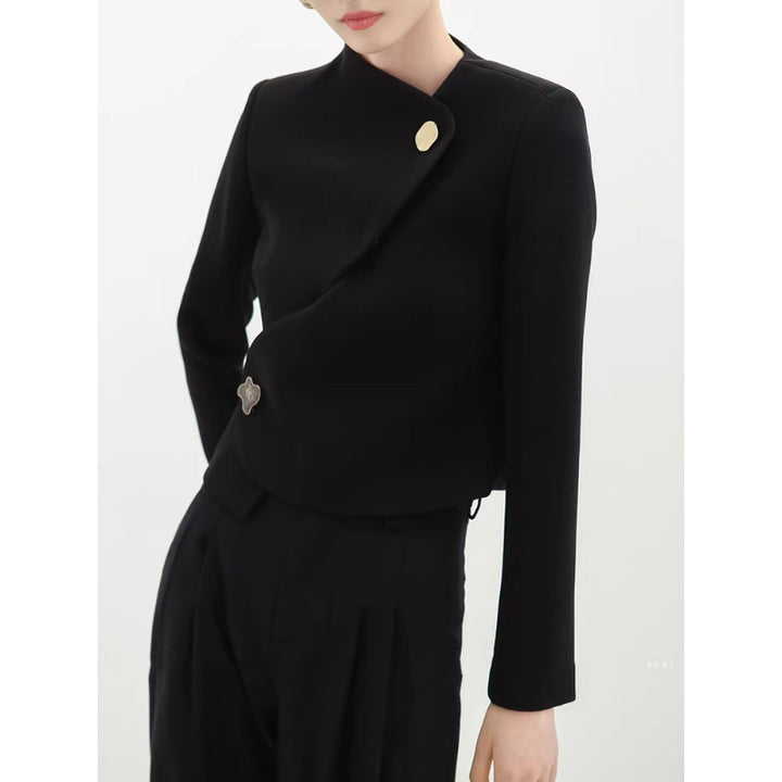 Ladies Elegant cropped blazer jacket with asymmetric cut Mune Fashion