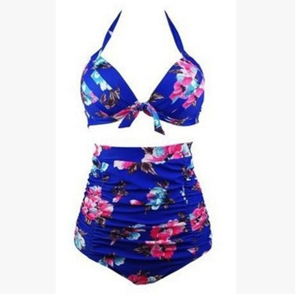 Ladies high-waisted bikini set with floral design and ruffles Mune Fashion