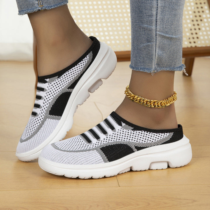 Women's Slip-on Knit Sneaker Clog with Breathable Mesh Upper and Lightweight Profile Sole Mune Fashion