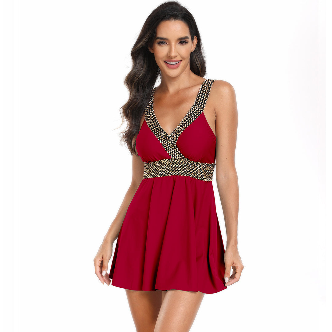 Women’s fashionable swim dress with feminine cut and reflective design Mune Fashion