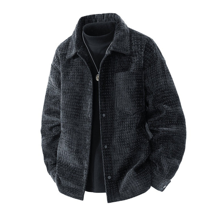 Men's nano structured overshirt jacket made of waffle knit look with snap button closure and chest pocket Mune Fashion