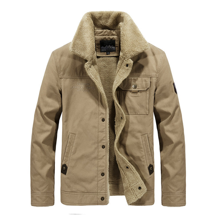Men's padded canvas field jacket with teddy lining and classic stand-up collar Mune Fashion