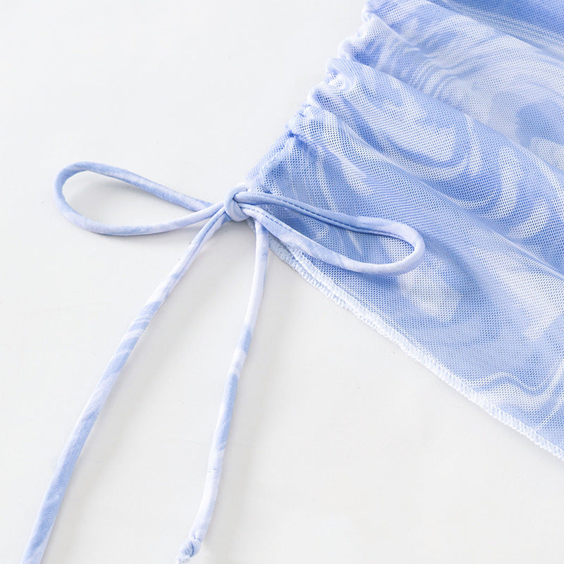 Women Crop Bikini Set with Playful Marble Design Mune Fashion