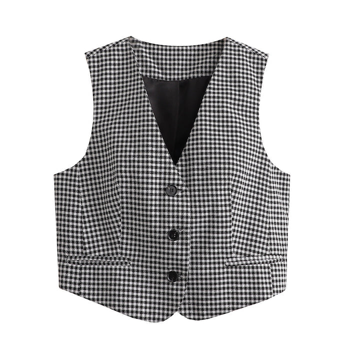 Women's tailored business vest with V-neckline and piped insert pockets Mune Fashion