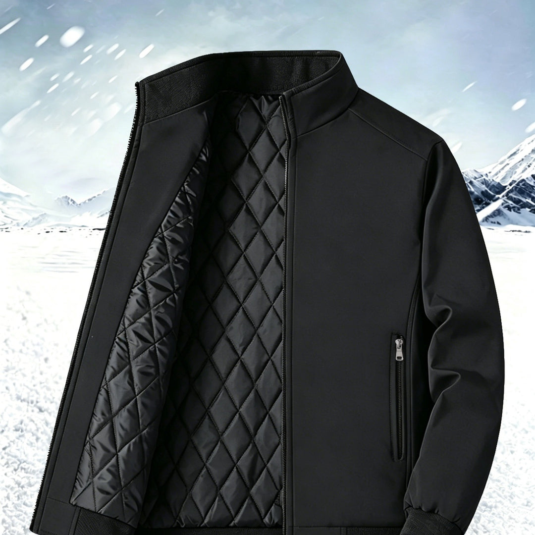 Men's lightweight windproof stand collar bomber jacket with concealed two-way zipper and ribbed cuffs Mune Fashion