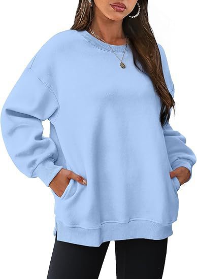 Women’s casual oversized sweatshirt with side pockets, ribbed hem, and dropped shoulder Mune Fashion