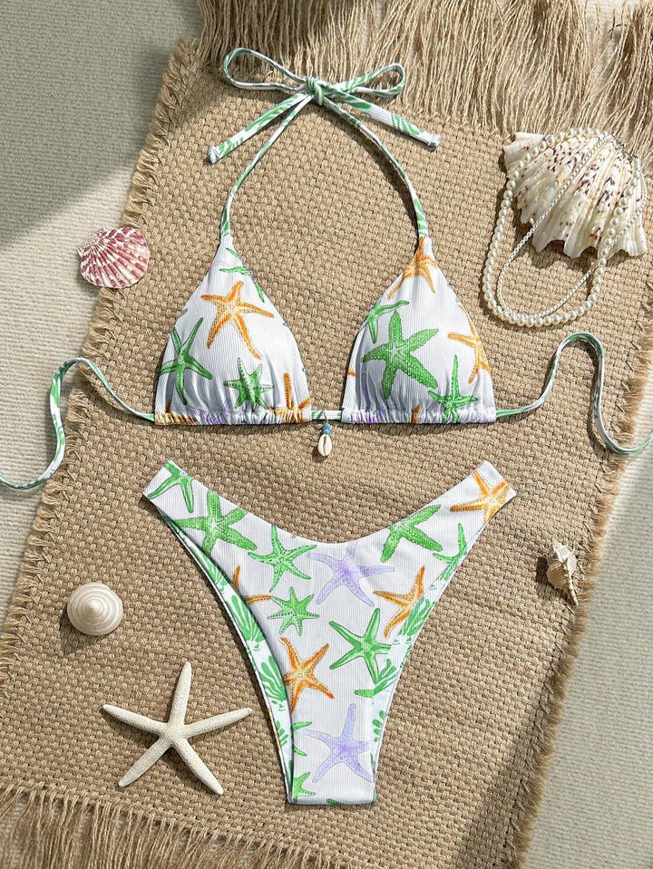 Women's triangle bikini with maritime star pattern Mune Fashion