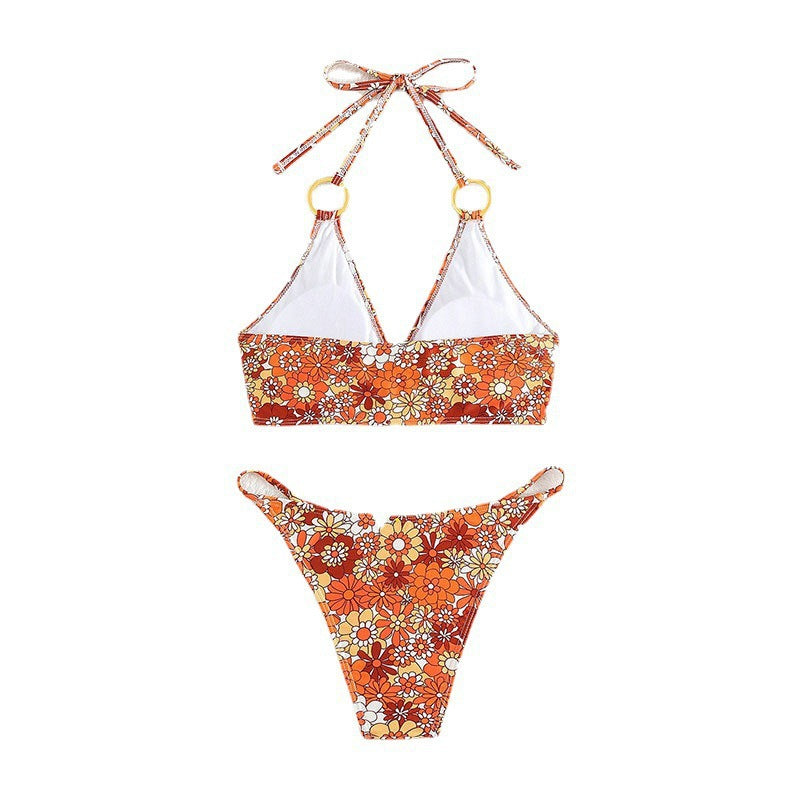 Women's triangle bikini with fashionable tie and elegant rings Mune Fashion