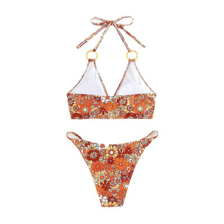 Women's triangle bikini with fashionable tie and elegant rings Mune Fashion