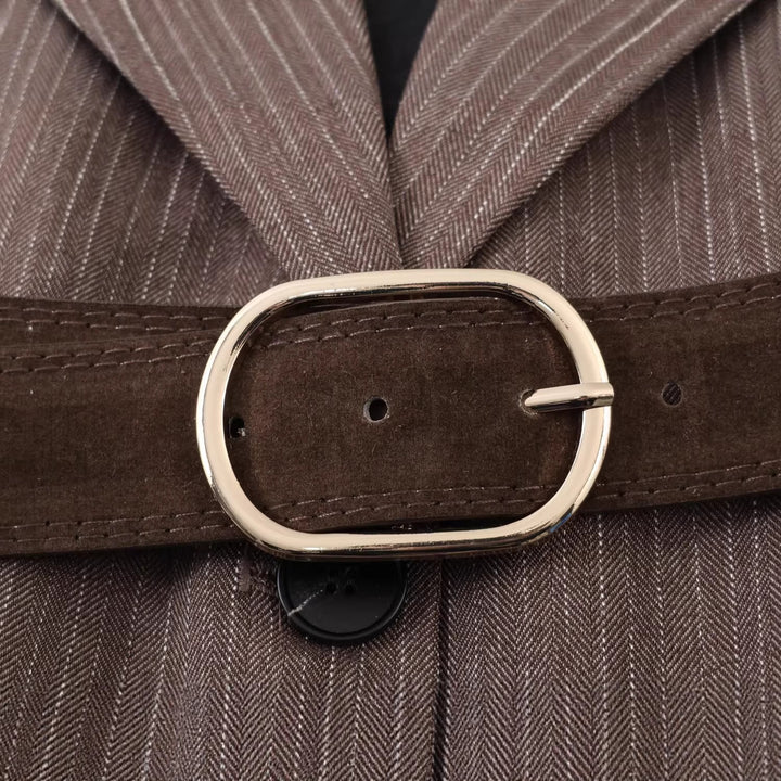 Ladies Tailored Pinstripe Blazer with Removable Belt Mune Fashion
