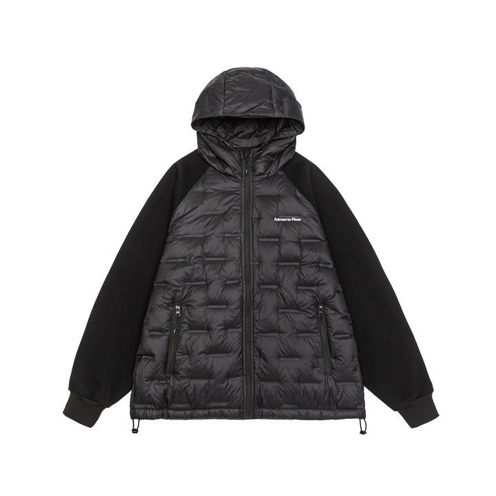 Men's hybrid quilted jacket with padded front, hood, and elastic sleeve cuffs Mune Fashion