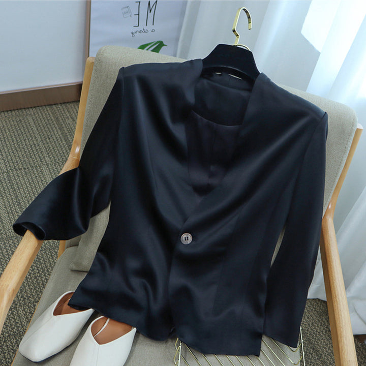 Women's Elegant, Sleeveless Blazer made of high-quality Satin Mune Fashion