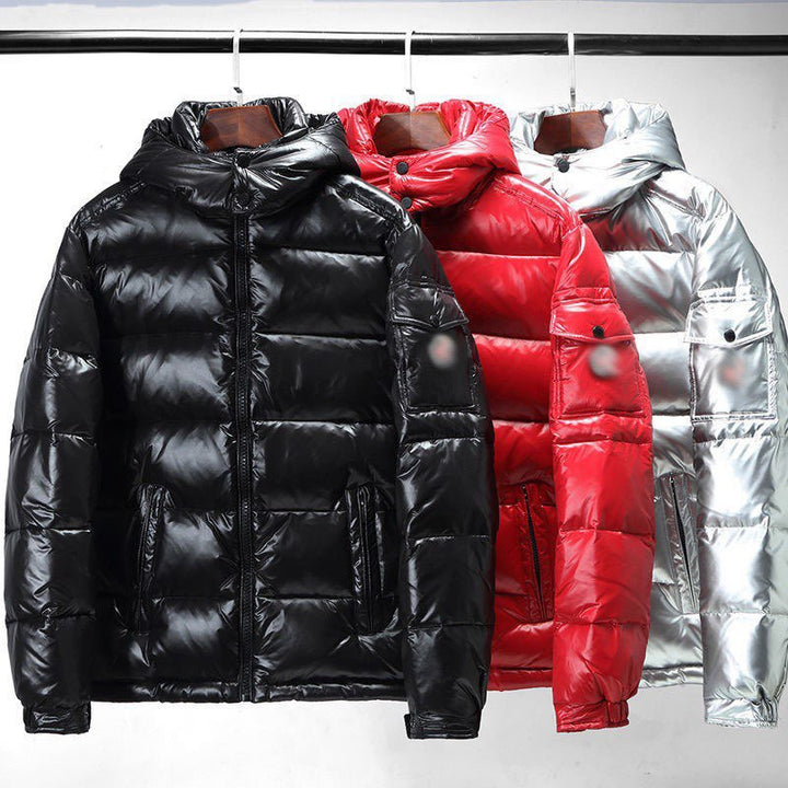 Men's Shiny Padded Hooded Jacket with Cargo Chest Pocket Mune Fashion