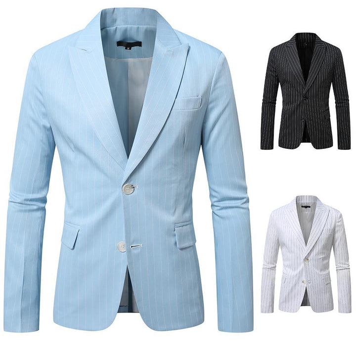 Men's tailored pinstripe blazer made of lightweight twill with a notched lapel and concealed side pockets Mune Fashion