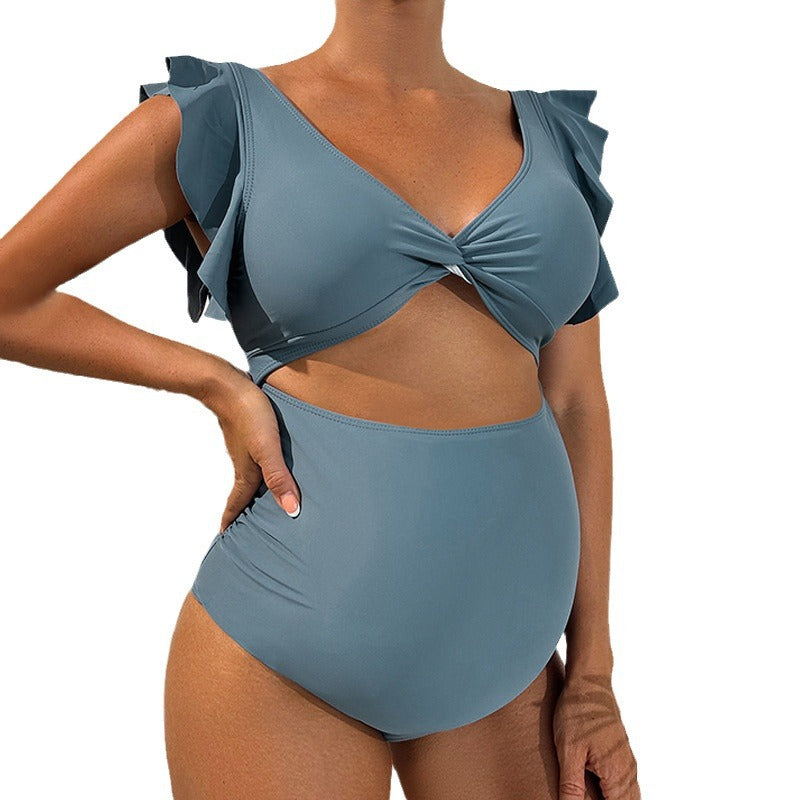 Women's Maternity Swimsuit with Fashionable Ruffle Design Mune Fashion