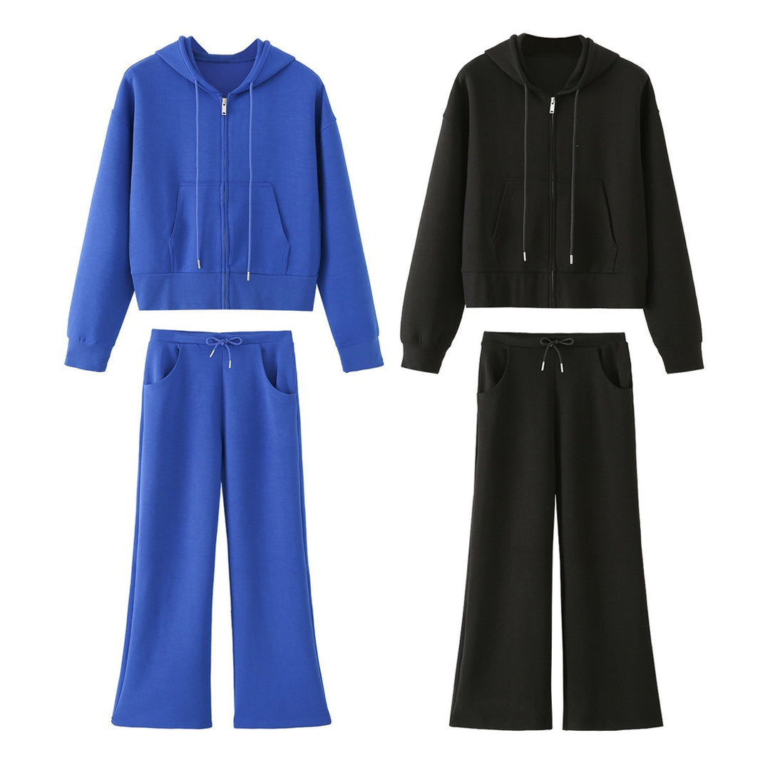 Ladies Wide Lounge Pants with High Waist, Drawstring and Side Pockets Mune Fashion