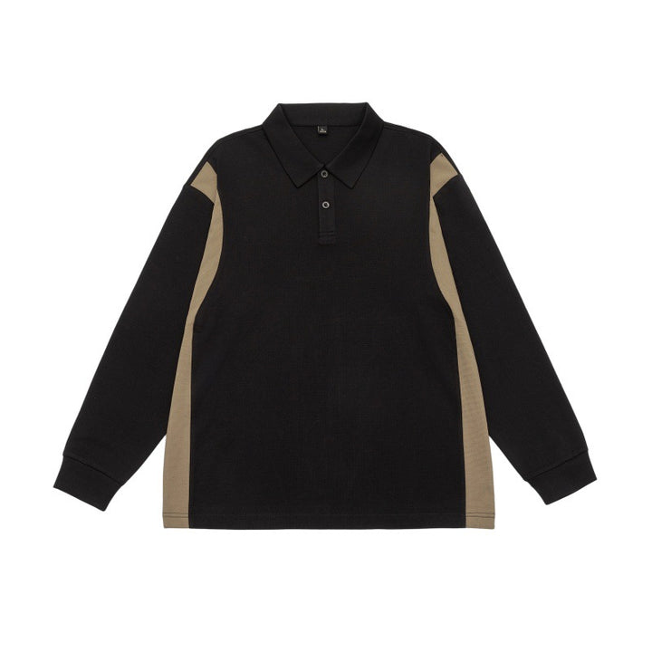 Unisex Long Sleeve Polo Shirt in Oversize Sweatstyle with Contrast Side Inserts Mune Fashion