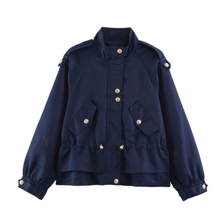 Women's Tailorable Utility Jacket with Stand-Up Collar, Epaulettes and Flap Pockets Mune Fashion