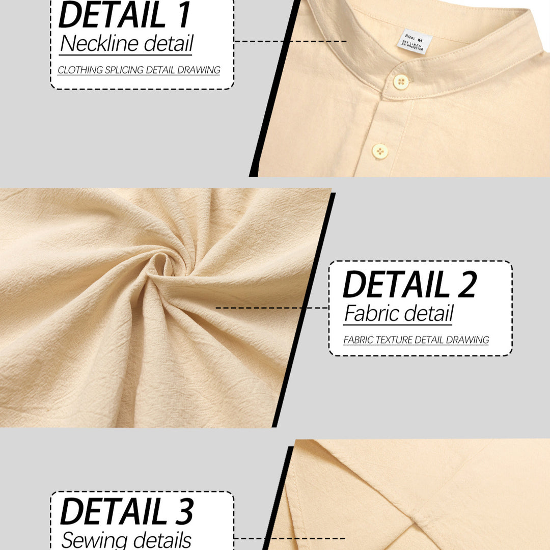 Men's Nehru collar Henley made of cotton stretch with concealed button placket and slim fit Mune Fashion