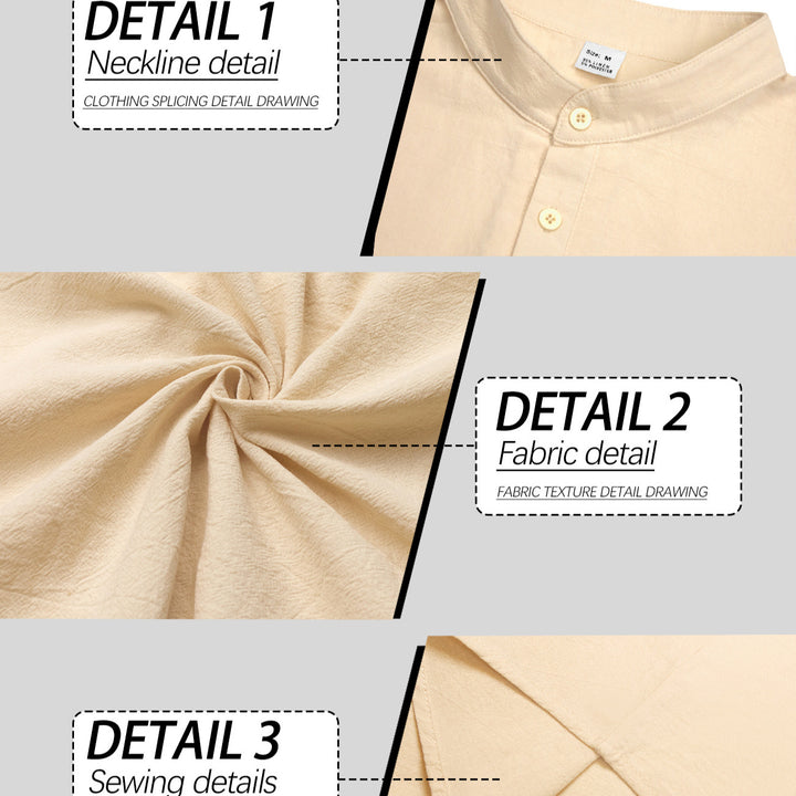 Men's Nehru collar Henley made of cotton stretch with concealed button placket and slim fit Mune Fashion