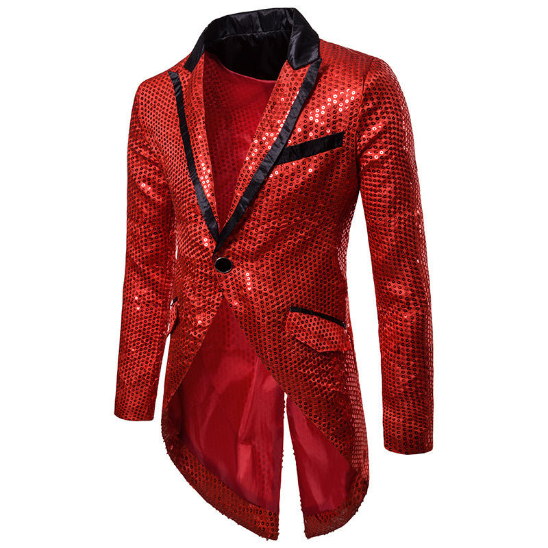 Men's elegant sequin tailcoat with swallowtail, velvet collar and tailored cut Mune Fashion