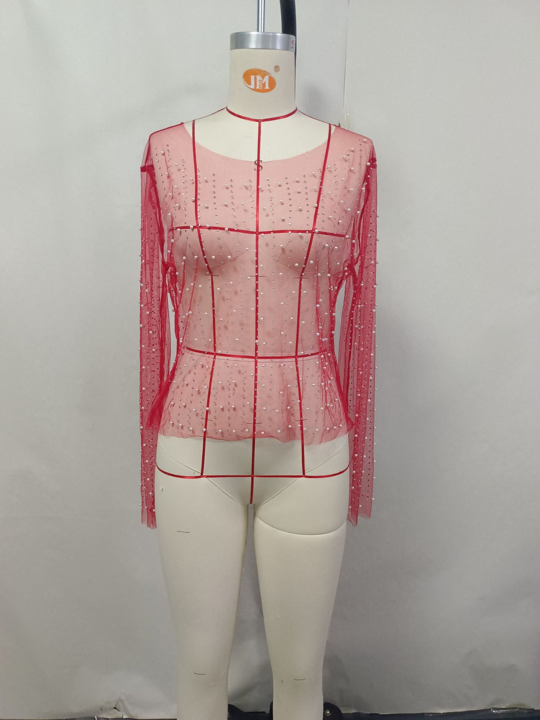 Women's glittering long-sleeve top with rhinestone embellishments Mune Fashion