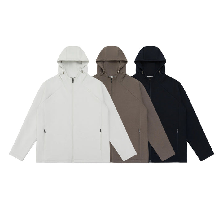 Unisex Minimalist Hoodie Zip Jacket made of Softshell Fleece with Raglan Sleeves and Water-Repellent Zipper Pockets Mune Fashion