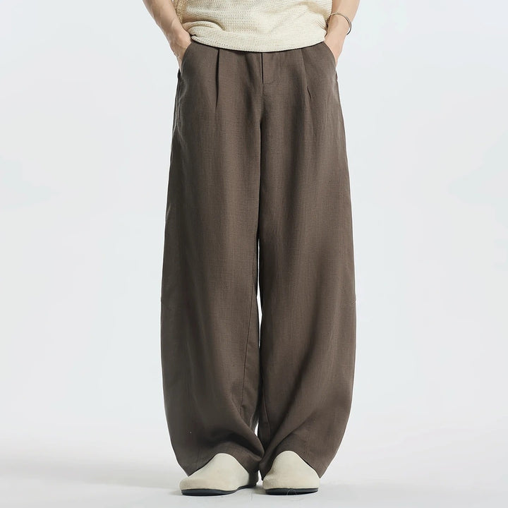 Women's Wide-Cut Linen Pants with Side Pockets Mune Fashion