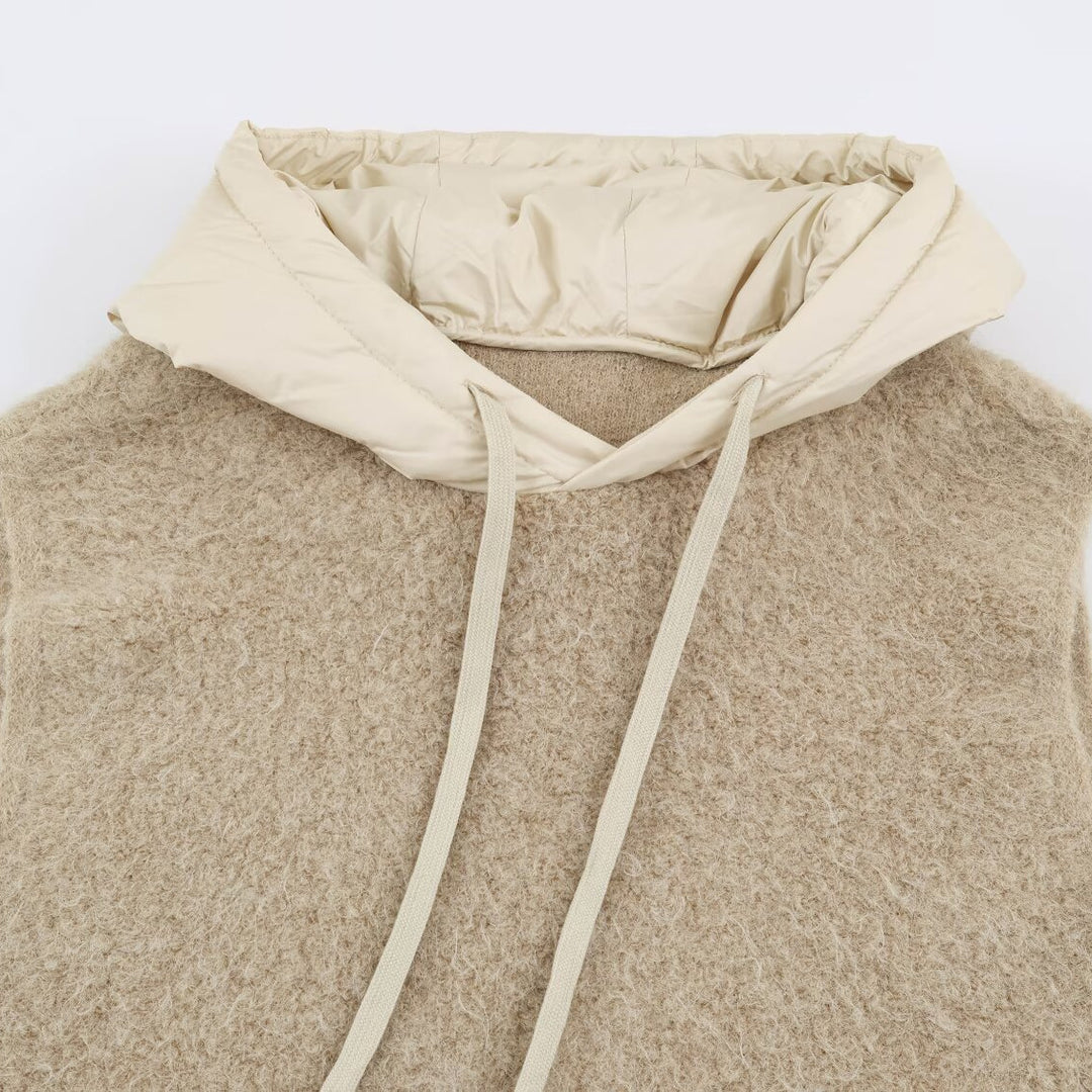 Women's Padded Quilted Vest with Teddy Insert, Hood and Drawstring Mune Fashion