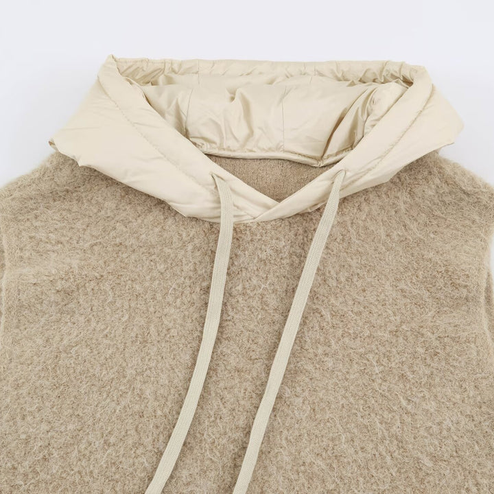 Women's Padded Quilted Vest with Teddy Insert, Hood and Drawstring Mune Fashion