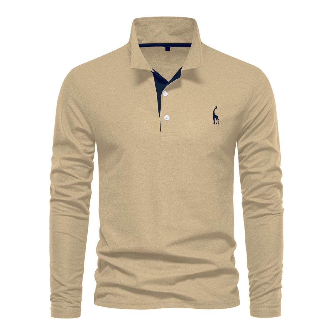Men's Long Sleeve Polo Shirt with Modern Collar and Breathable Cotton Quality Mune
