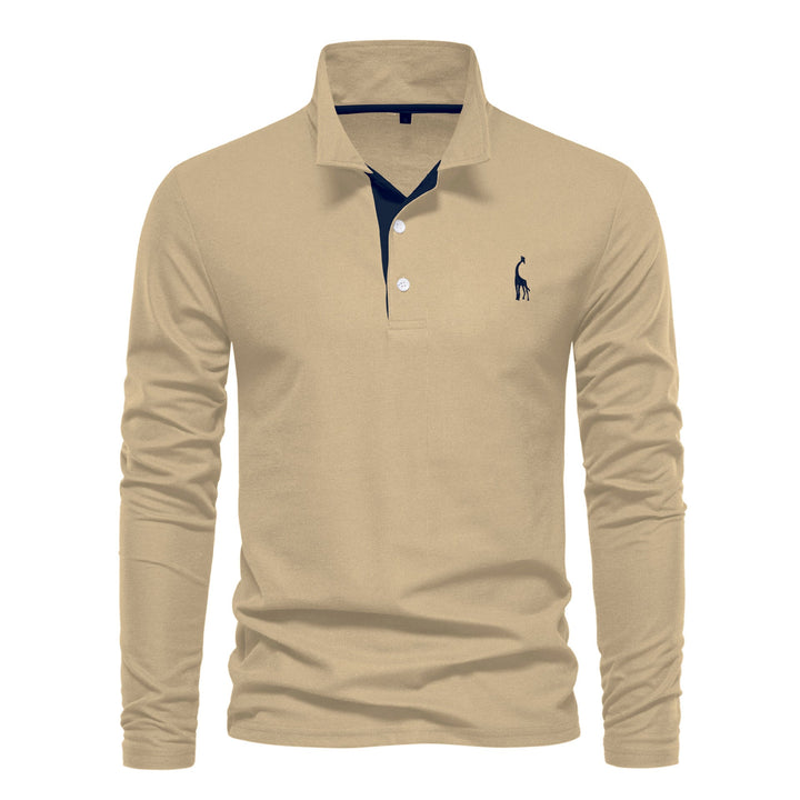Men's Long Sleeve Polo Shirt with Modern Collar and Breathable Cotton Quality Mune