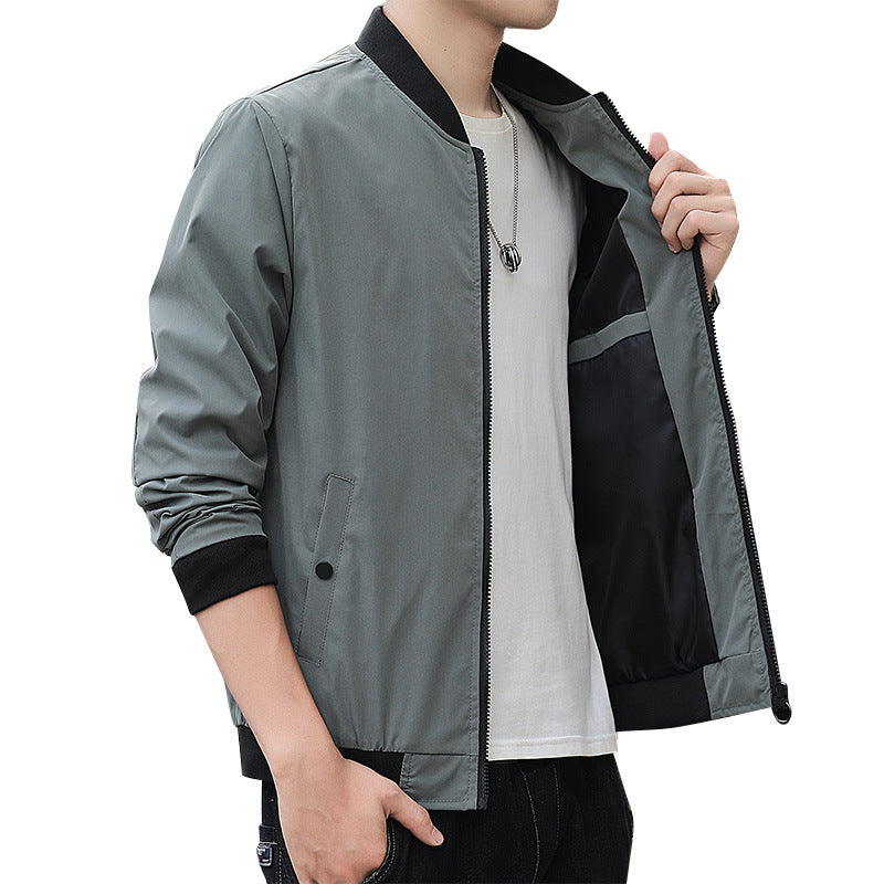 Men's Minimalist Lightweight Bomber Jacket with Matte Microfiber Outer Layer and Contrasting Zipper Mune Fashion