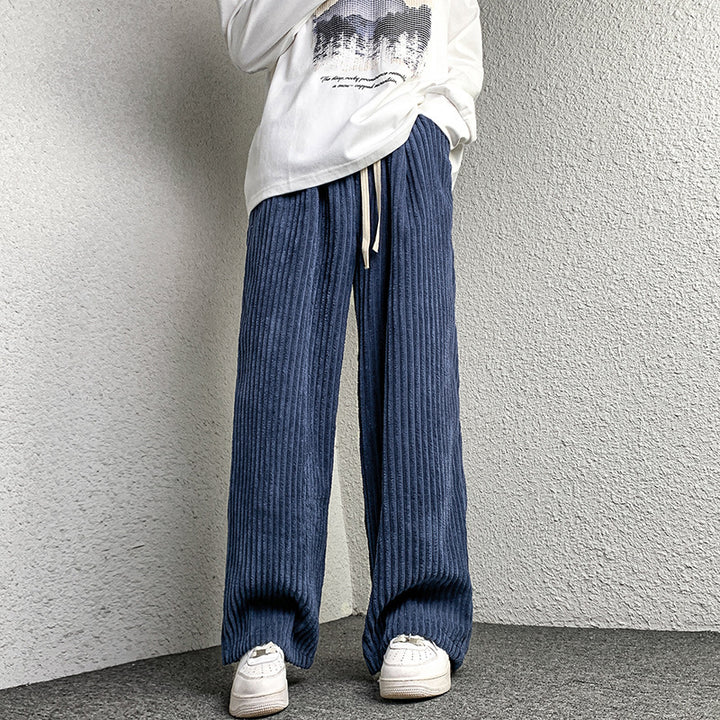Women's Extra Wide Cord Pants with Drawstring, Ribbed Structure and Wide Leg Mune Fashion