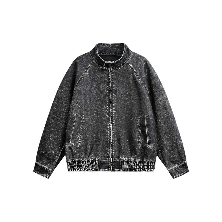 Men's short-cut vintage-inspired leather-look blouson with high stand-up collar Mune Fashion