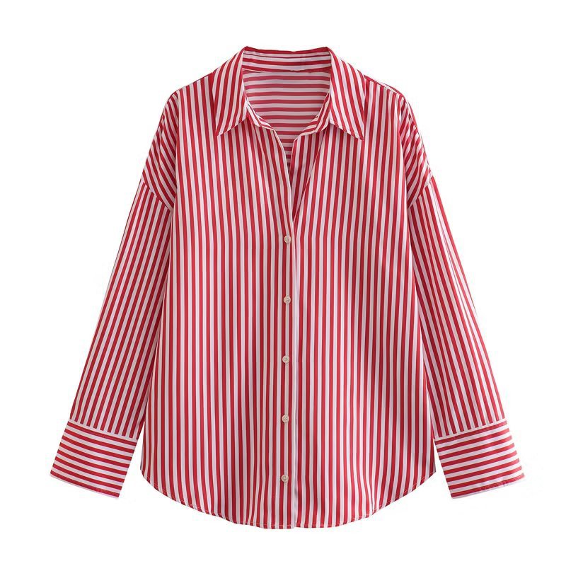 Women's Oversized Shirt Blouse with Dropped Shoulder and Classic Button Placket Mune Fashion