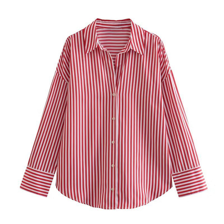 Women's Oversized Shirt Blouse with Dropped Shoulder and Classic Button Placket Mune Fashion