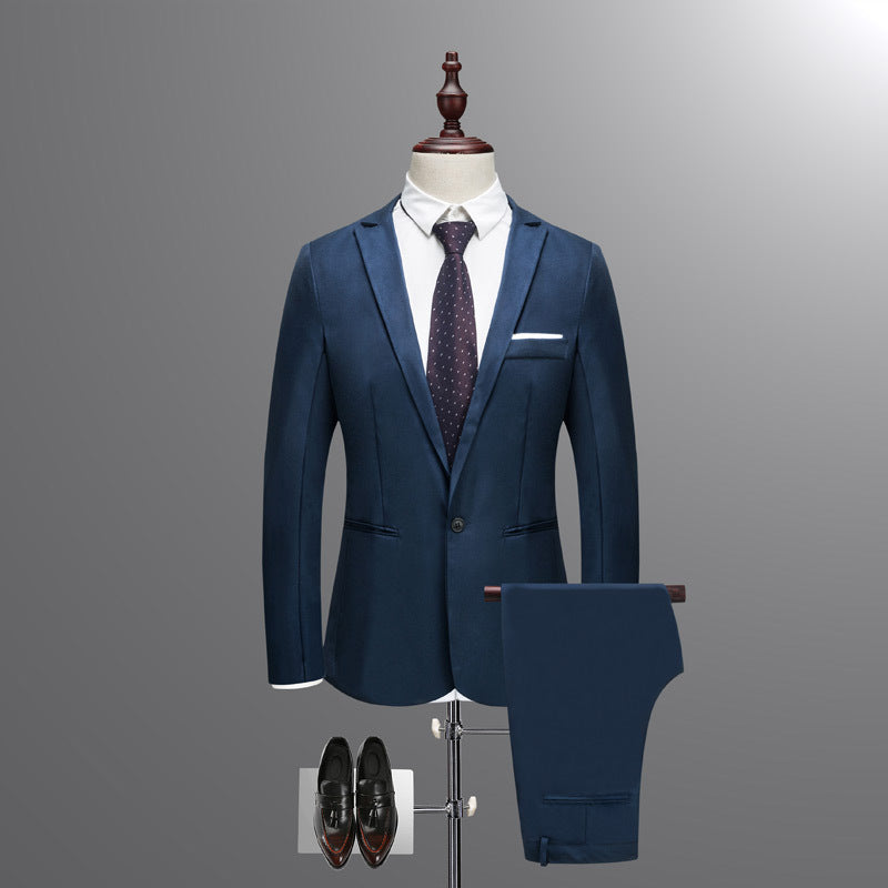 Men's slim two-piece suit set made of fine wool blend with narrow lapel Mune Fashion
