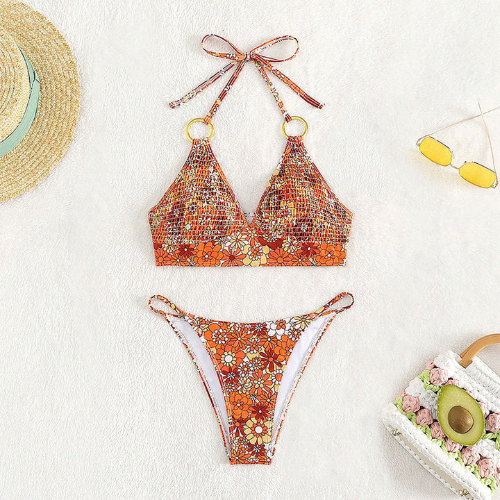 Women's triangle bikini with fashionable tie and elegant rings Mune Fashion